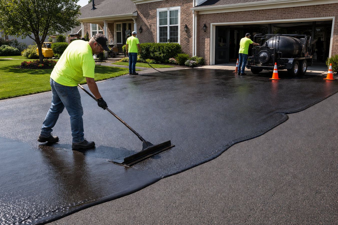 Asphalt sealcoating